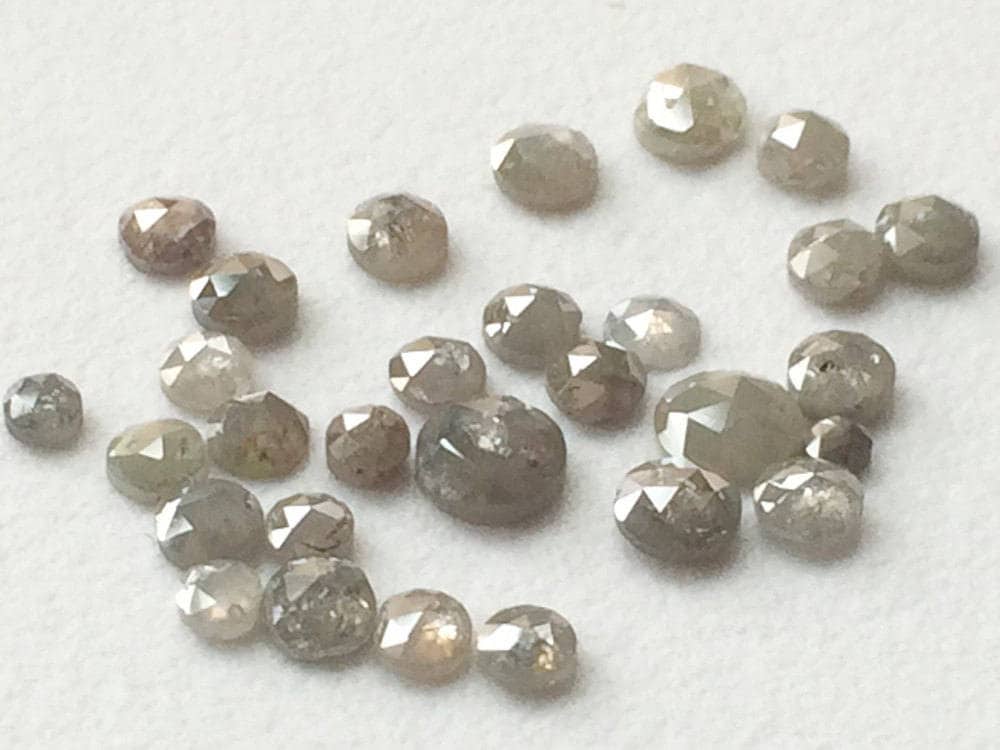 White Grey Diamond, 2-2.5mm Natural Diamond, Round Rose Cut Flat Back Cabochon Facet Light Grey Diamond For Jewelry (2pc To 10pc)-vicpa5062 White Grey Diamond, 2-2.5mm Natural Diamond, Round Rose Cut Flat Back Cabochon Facet Light Grey Diamond For Jewelry (2pc To 10pc)-vicpa5062