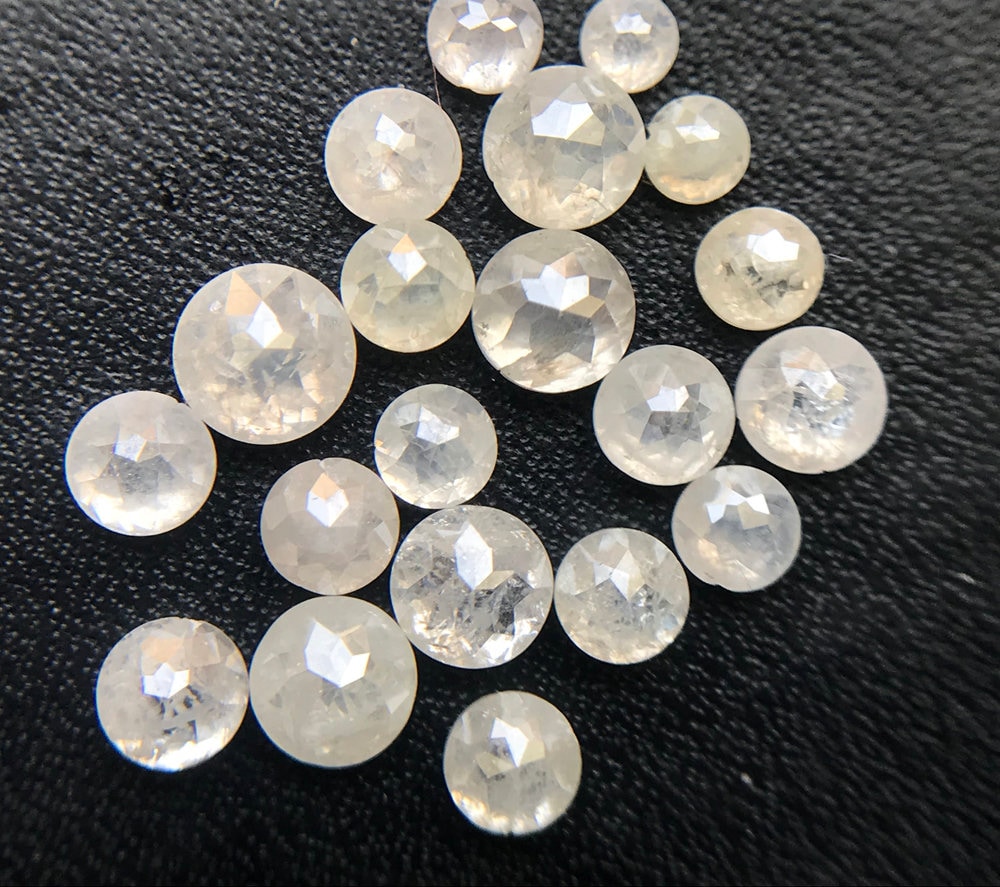 White Loose Rose Cut Diamond Cabochons, 3.3-3.8mm Rare Round Flat Back Rose-cut Diamond For Wedding Ring/jewelry (2pcs To 4pcs) - Puspd67 White Loose Rose Cut Diamond Cabochons, 3.3-3.8mm Rare Round Flat Back Rose-cut Diamond For Wedding Ring/jewelry (2pcs To 4pcs) - Puspd67
