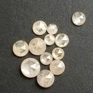 White Rose Cut Diamond Loose Cabochons, 3-3.5mm Rare Round Flat Back Rose-cut Diamond For Wedding Ring/jewelry (3pcs To 5pcs) - Vicp1057