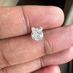 1.00ctw/6mm Approx Lab Grown Diamond Carved Cat, Clear White F/vs1 Lab Grown Diamond, Pet Lover Diamond Jewelry, Lg58 1.00ctw/6mm Approx Lab Grown Diamond Carved Cat, Clear White F/vs1 Lab Grown Diamond, Pet Lover Diamond Jewelry, Lg58