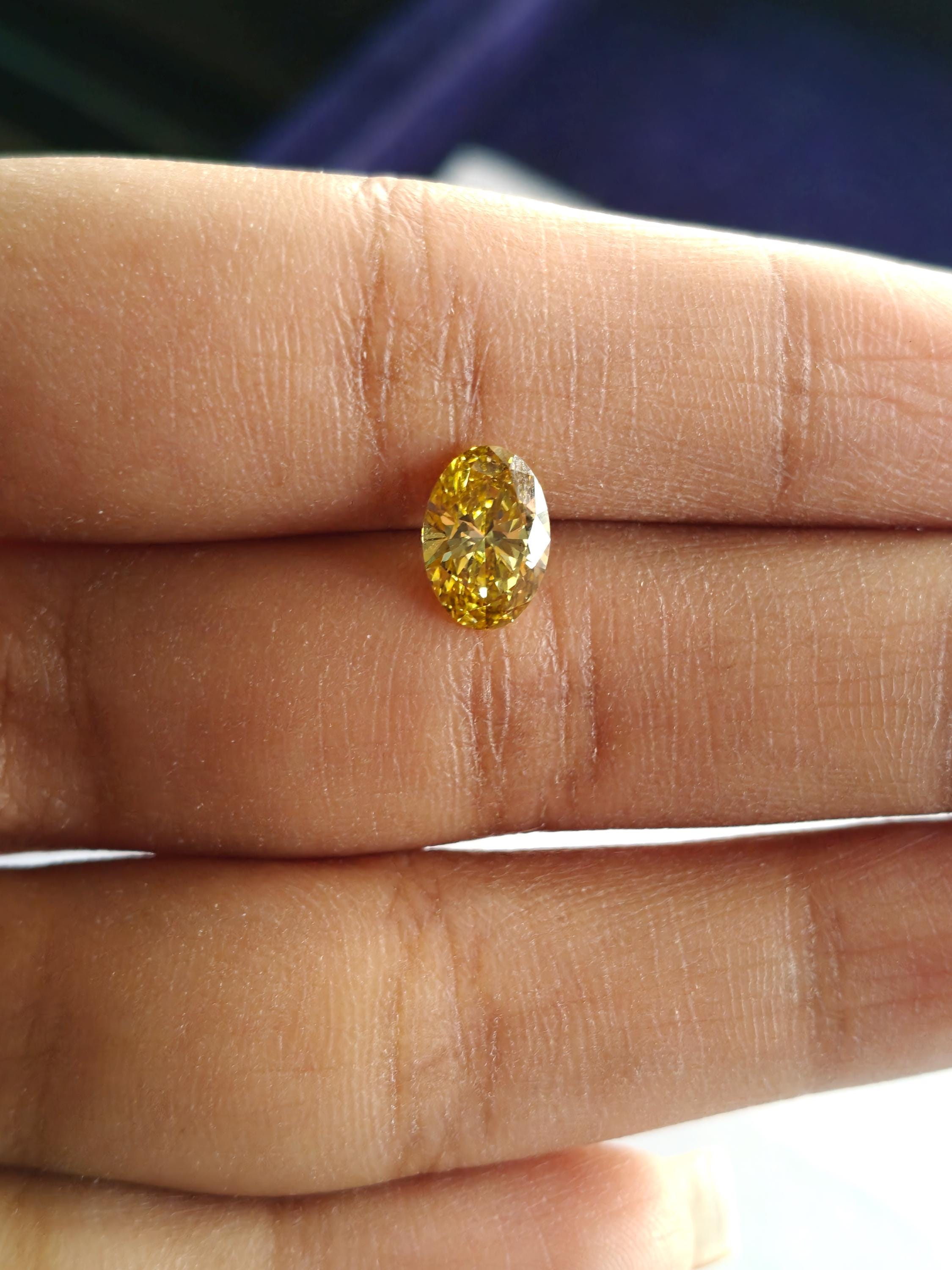 1.26 Ctw Oval Lab-grown Diamond: Fancy Vivid Yellow Loose Stone (si1 Clarity, Igi Certified) 1.26 Ctw Oval Lab-grown Diamond: Fancy Vivid Yellow Loose Stone (si1 Clarity, Igi Certified)