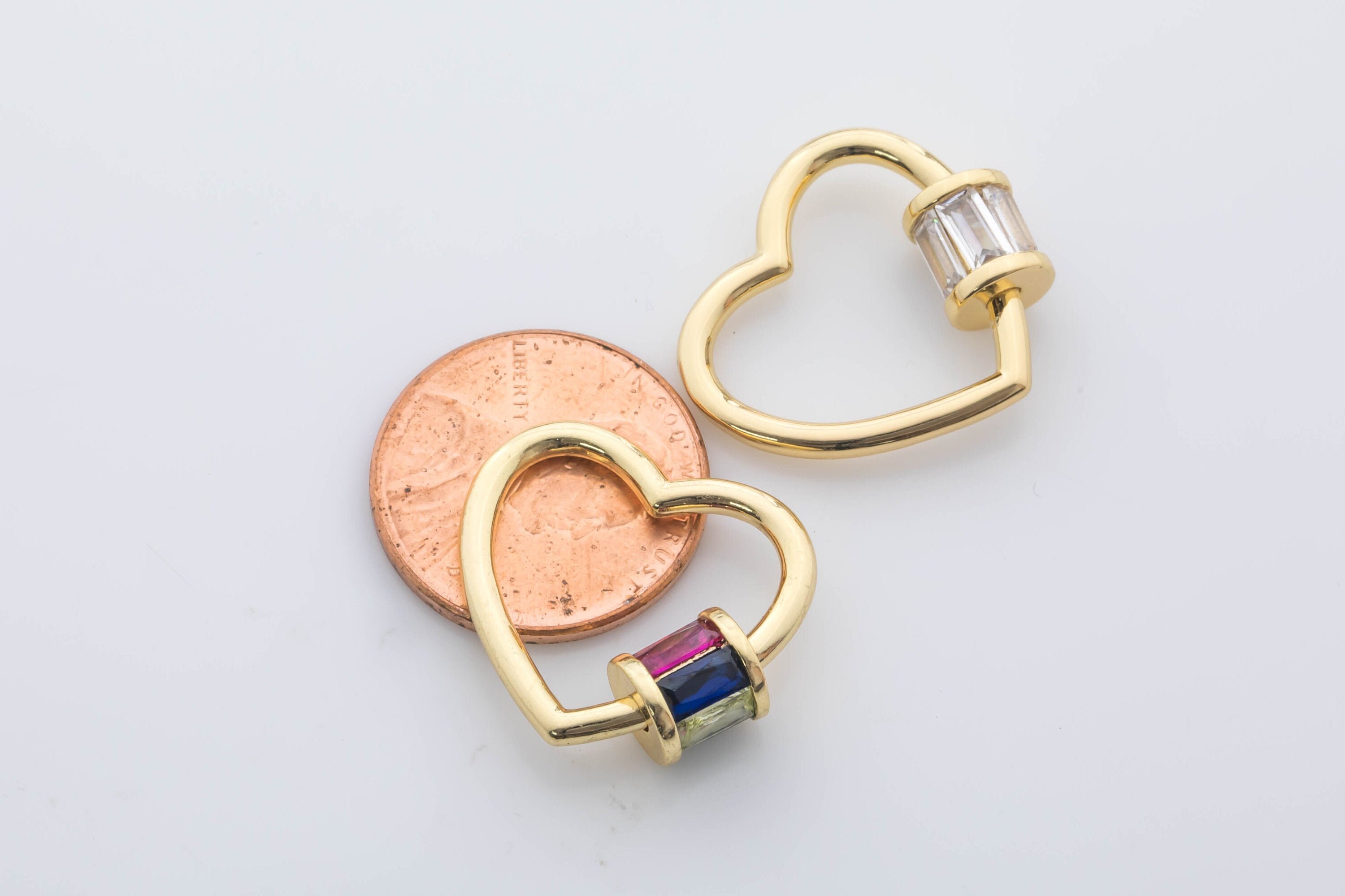 1 Pc 18k Gold Heart With Multi Color Cz Carabiner Clasp Diamond Cz Oval Cubic - 20mm- 1 Pc Per Order 1 Pc 18k Gold Heart With Multi Color Cz Carabiner Clasp Diamond Cz Oval Cubic - 20mm- 1 Pc Per Order