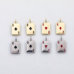 18K Gold PVD Poker Cards Charm Playing Cards Ace of Spades Heart Diamond Clubs Charm Charm - Tarnish Resistant 18K Gold PVD Poker Cards Charm Playing Cards Ace of Spades Heart Diamond Clubs Charm Charm - Tarnish Resistant