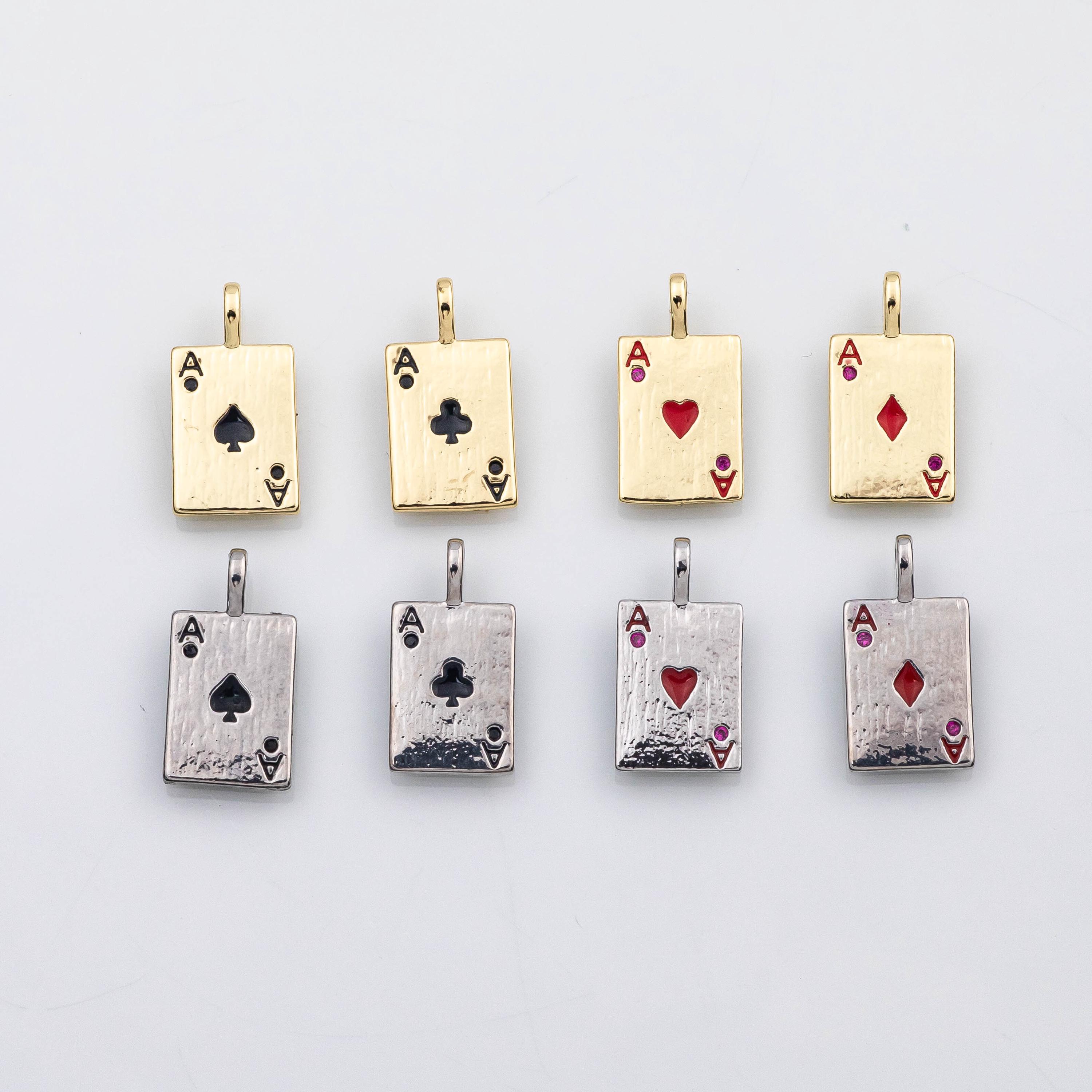 18k Gold Pvd Poker Cards Charm Playing Cards Ace Of Spades Heart Diamond Clubs Charm Charm - Tarnish Resistant 18k Gold Pvd Poker Cards Charm Playing Cards Ace Of Spades Heart Diamond Clubs Charm Charm - Tarnish Resistant