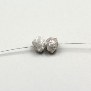 2 Pcs Grey Rough Diamond Beads, Natural Drilled Loose Stone Pair For Jewelry Design - 5.5mm, 1.58ct 2 Pcs Grey Rough Diamond Beads, Natural Drilled Loose Stone Pair For Jewelry Design - 5.5mm, 1.58ct