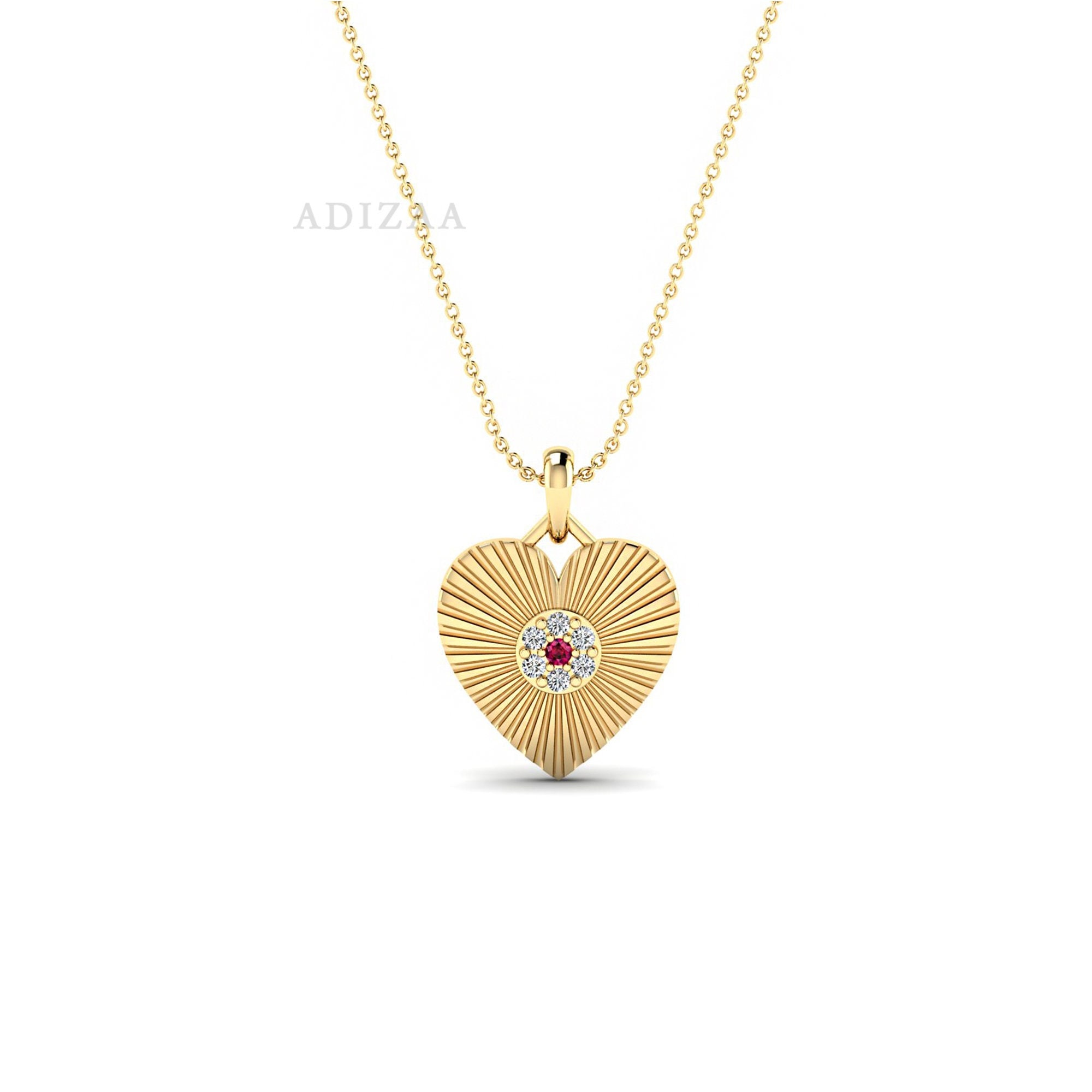 7 Stone Nakshtra Cluster V Rays Cut Heart Shape Diamond Pendant, 18k Gold Filled Designer Chain Necklace For Women, Gift For Her