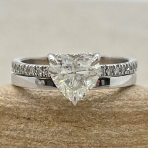 Heart Diamond Bridal Set With Hidden Halo And Plain Comfort Fit Band, Lifetime Care Plan Included, Genuine Gems And Diamonds Ls6973 Heart Diamond Bridal Set With Hidden Halo And Plain Comfort Fit Band, Lifetime Care Plan Included, Genuine Gems And Diamonds Ls6973