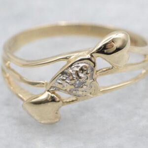 Vintage Triple Heart Diamond Sweetheart Band Vintage Triple Heart Diamond Sweetheart Band