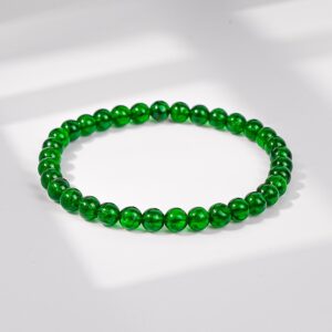 6mm Premium Natural Chrome Diopside Bracelet With Vivid Emerald Green Gemstone Crystal Gift For Women & Men