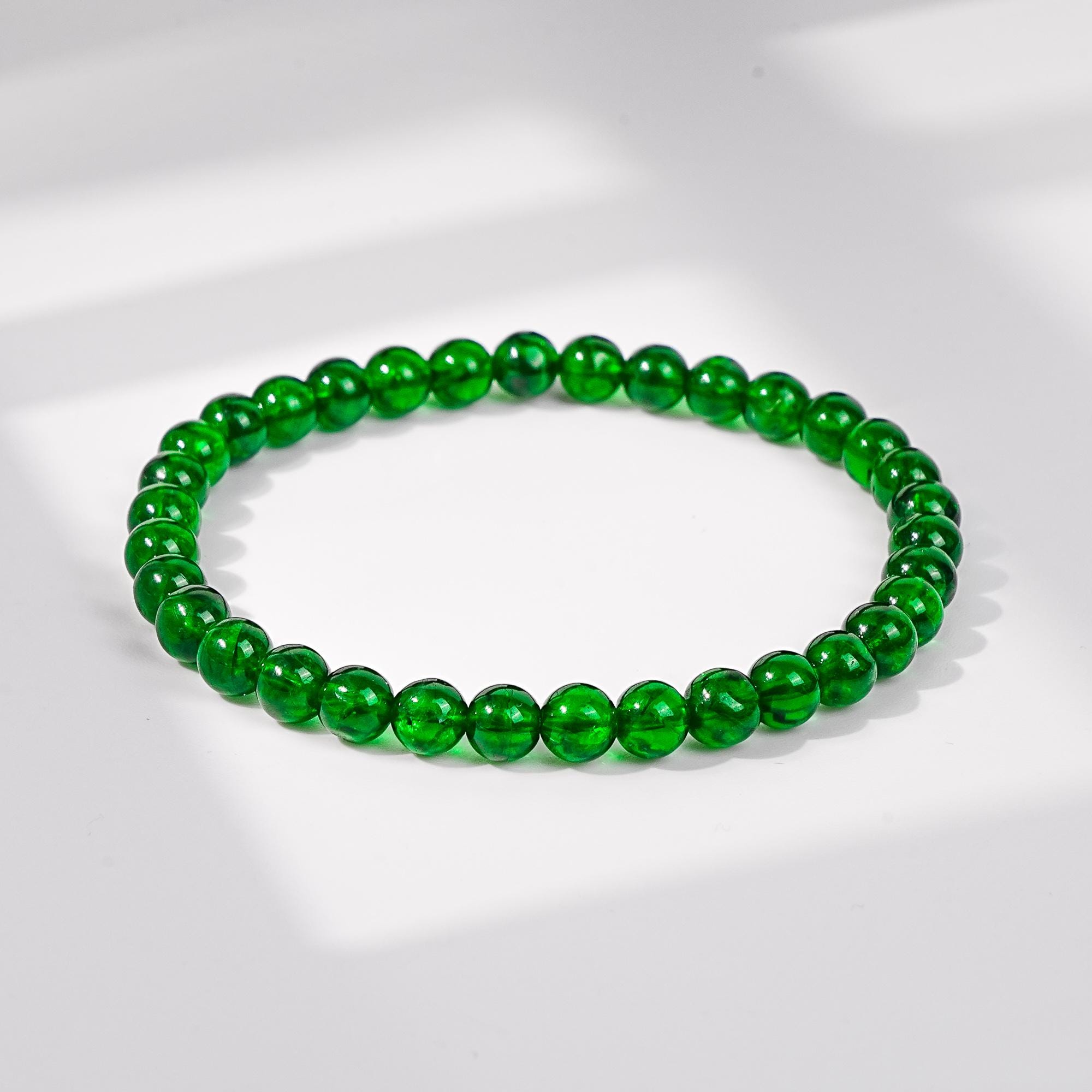 6mm Premium Natural Chrome Diopside Bracelet With Vivid Emerald Green Gemstone Crystal Gift For Women & Men