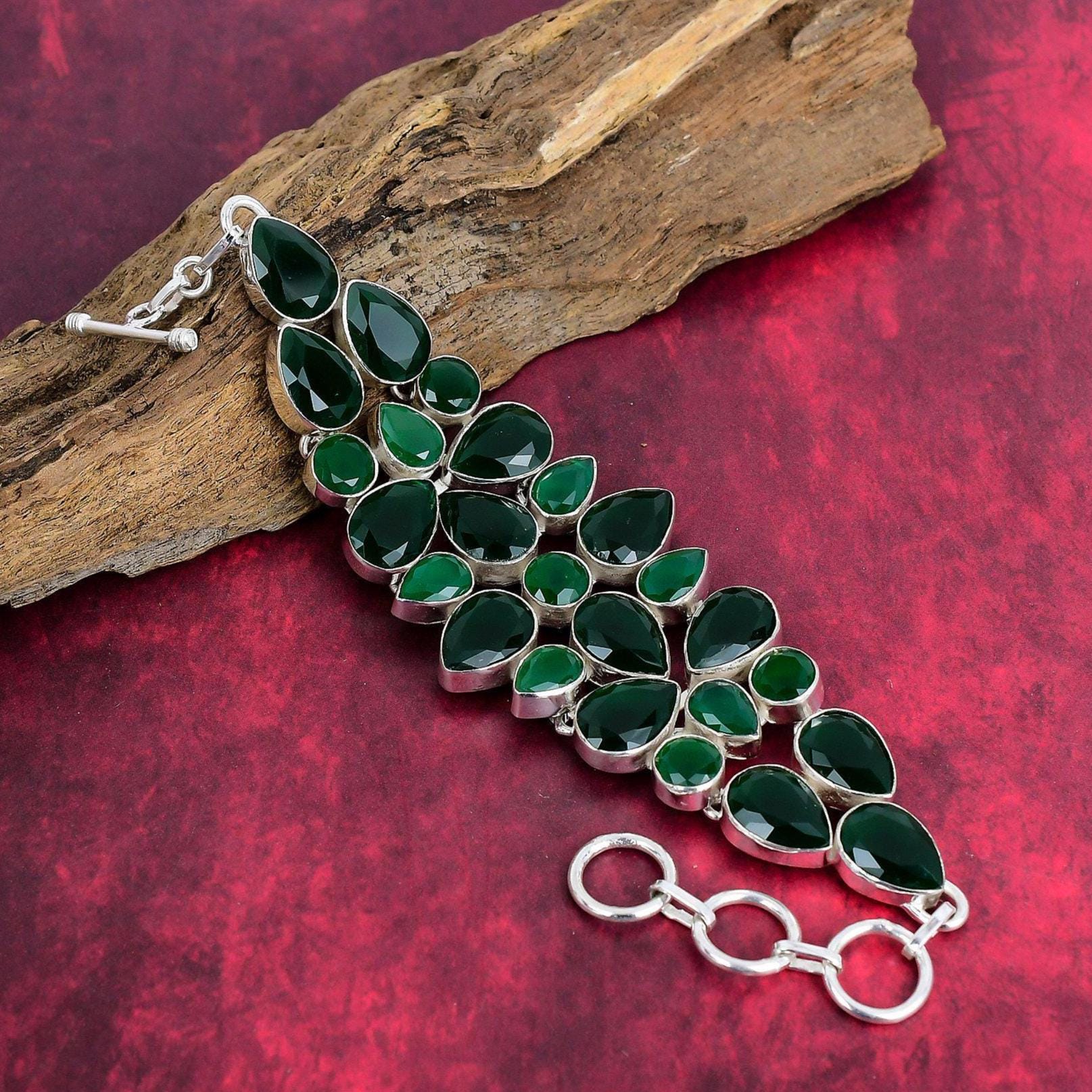 Beautiful Chrome Diopside Bracelet-925 Sterling Silver Bracelet Emerald Gemstone Bracelet Handmade Jewelry Silver Bracelet Anniversary Gift