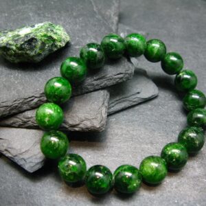 Chrome Diopside Genuine Bracelet ~ 7 Inches ~ 11mm Round Beads