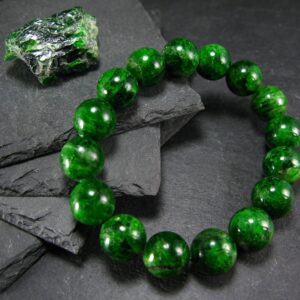 Chrome Diopside Genuine Bracelet ~ 7 Inches ~ 12mm Round Beads