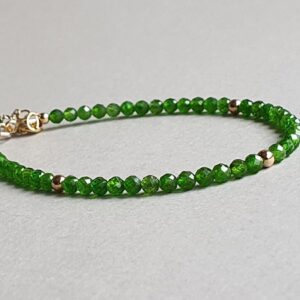 Chrome Diopside Bracelet, Green Gemstone, Gold Filled