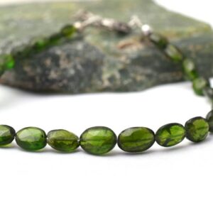 Chrome Diopside Bracelet • Natural Green Nugget Gemstone Bracelet • Dainty Sterling Silver Beaded Bracelet • Handmade Gift for Her