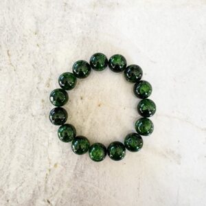Chrome Diopside Siberian Emerald 14mm Round Beaded Stretch Stacking Bracelet