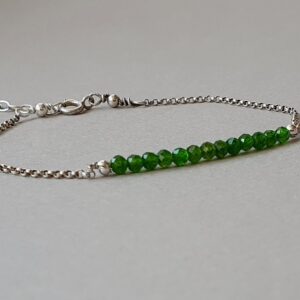 Chrome Diopside Bracelet: Sterling Silver Green Gemstone Bar