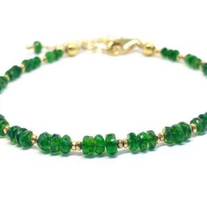 Chrome Diopside bracelet, Vermeil bracelet, Stacking bracelet, gift for her, Karen Hill silver beads, gemstone jewellery, wife gift