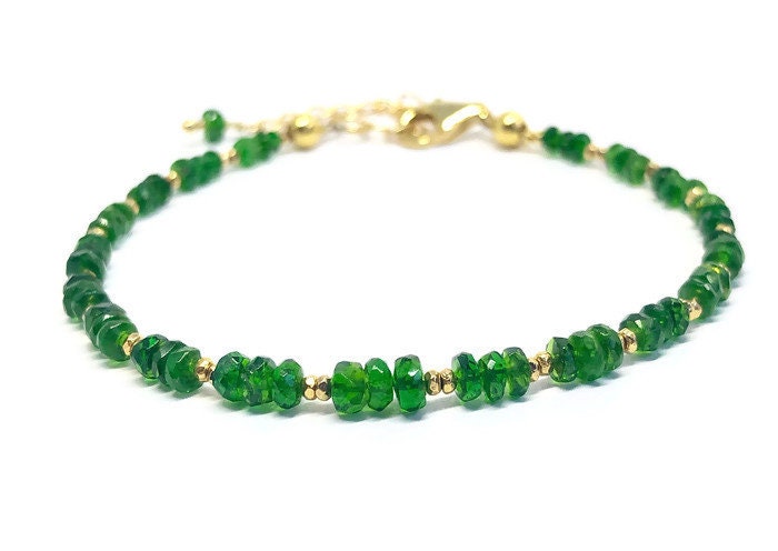Chrome Diopside Bracelet, Vermeil Bracelet, Stacking Bracelet, Gift For Her, Karen Hill Silver Beads, Gemstone Jewellery, Wife Gift