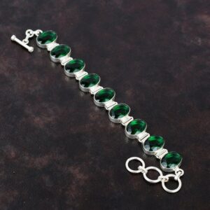 Faceted Chrome Diopside Bracelet: Handmade 925 Sterling Silver Adjustable Chain