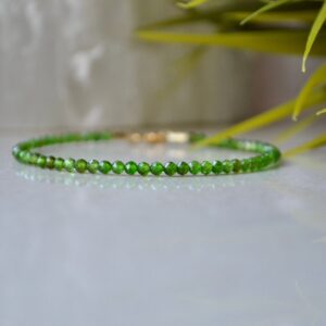 Genuine Chrome Diopside - Bracelet Femme, Natural Chrome Diopside, Delicate Gemstone Bracelet, Rich Green Color Jewelry, Womens Bracelet