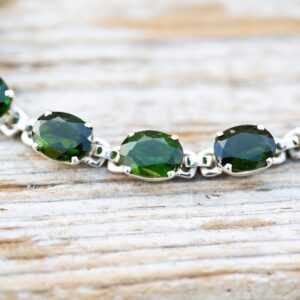 Green Chrome Diopside Bracelet: Sterling Silver Bezel Gemstone