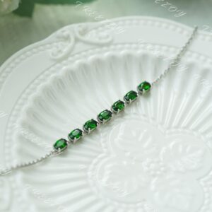 Green Diopside Sterling Silver Bracelet: Oval Gemstone Jewelry