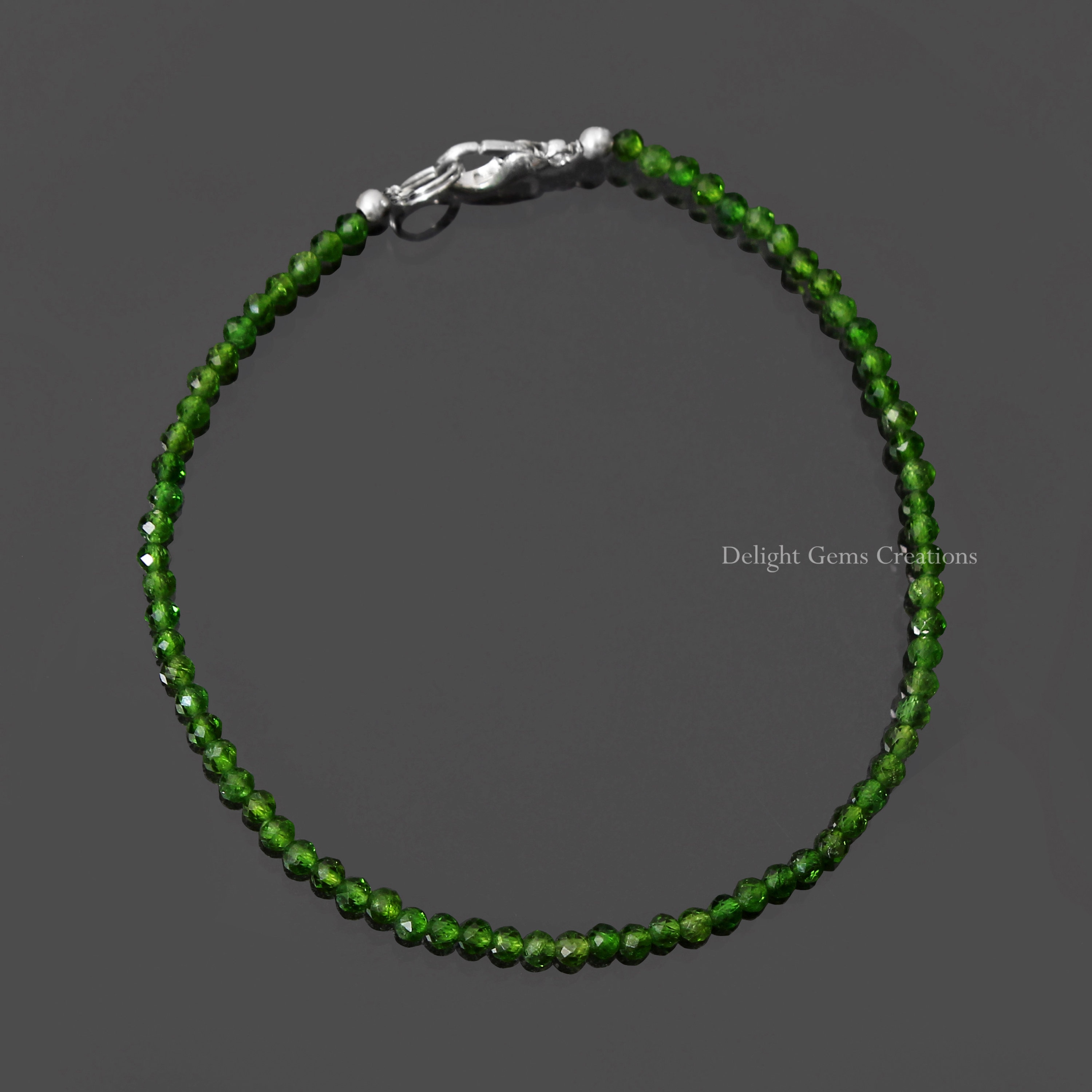 Natural Chrome Diopside Beaded Bracelet, 3mm Micro Faceted Round Beads Bracelet, Green Gemstone Bracelet, Minimalist Jewelry, Gift For Her Natural Chrome Diopside Beaded Bracelet, 3mm Micro Faceted Round Beads Bracelet, Green Gemstone Bracelet, Minimalist Jewelry, Gift For Her