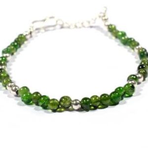 Natural Chrome Diopside Bracelet in 925 Sterling Silver, Beaded Bracelet, Dainty Bracelet, Gemstone Bracelet, Green Stone Bracelet, Gift Her