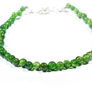 Natural Chrome Diopside Bracelet in 925 Sterling Silver, Beaded Bracelet, Dainty Bracelet, Gemstone Bracelet, Green Stone Bracelet, Gift Her