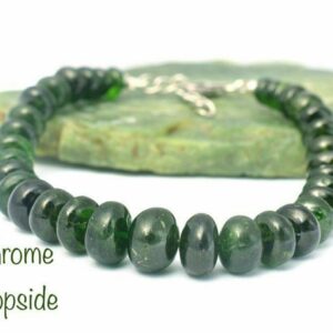Natural Chrome Diopside Bracelet in 925 Sterling Silver, Beaded Bracelet, Dainty Bracelet, Gemstone Bracelet, Green Stone Bracelet, Gift Her