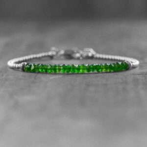 Natural Chrome Diopside Bracelet in 925 Sterling Silver, Beaded Bracelet, Dainty Bracelet, Gemstone Bracelet, Green Stone Bracelet, Gift Her