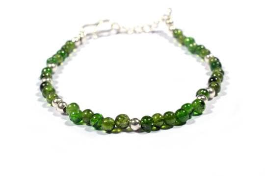 Natural Chrome Diopside Bracelet In 925 Sterling Silver, Beaded Bracelet, Dainty Bracelet, Gemstone Bracelet, Green Stone Bracelet, Gift Her