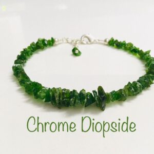 Natural Raw Chrome Diopside Bracelet in 925 Sterling Silver, Dainty, Rough Gemstone Bracelet, Green Rough, Uncut Stone Bracelet, Gift Her