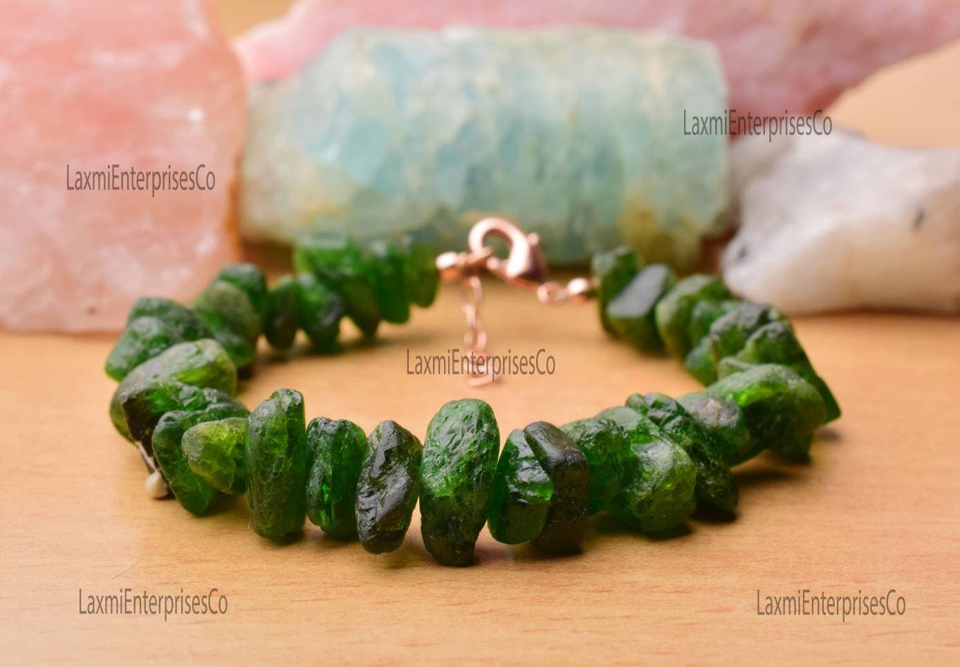 Natural Raw Chrome Diopside Bracelet In 925 Sterling Silver, Dainty, Rough Gemstone Bracelet, Green Rough, Uncut Stone Bracelet, Gift Her
