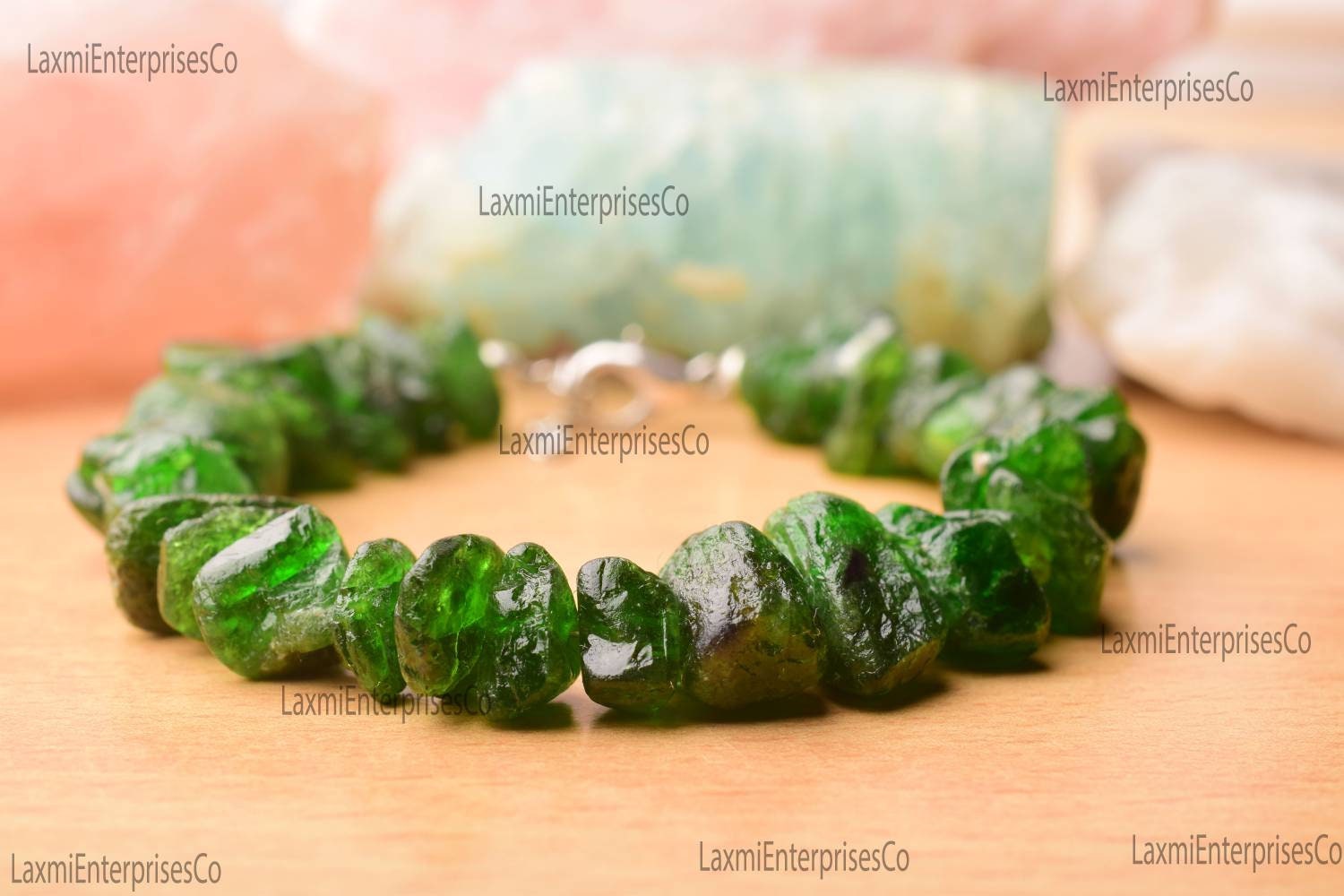 Natural Raw Chrome Diopside Bracelet In 925 Sterling Silver, Dainty, Rough Gemstone Bracelet, Green Rough, Uncut Stone Bracelet, Gift Her