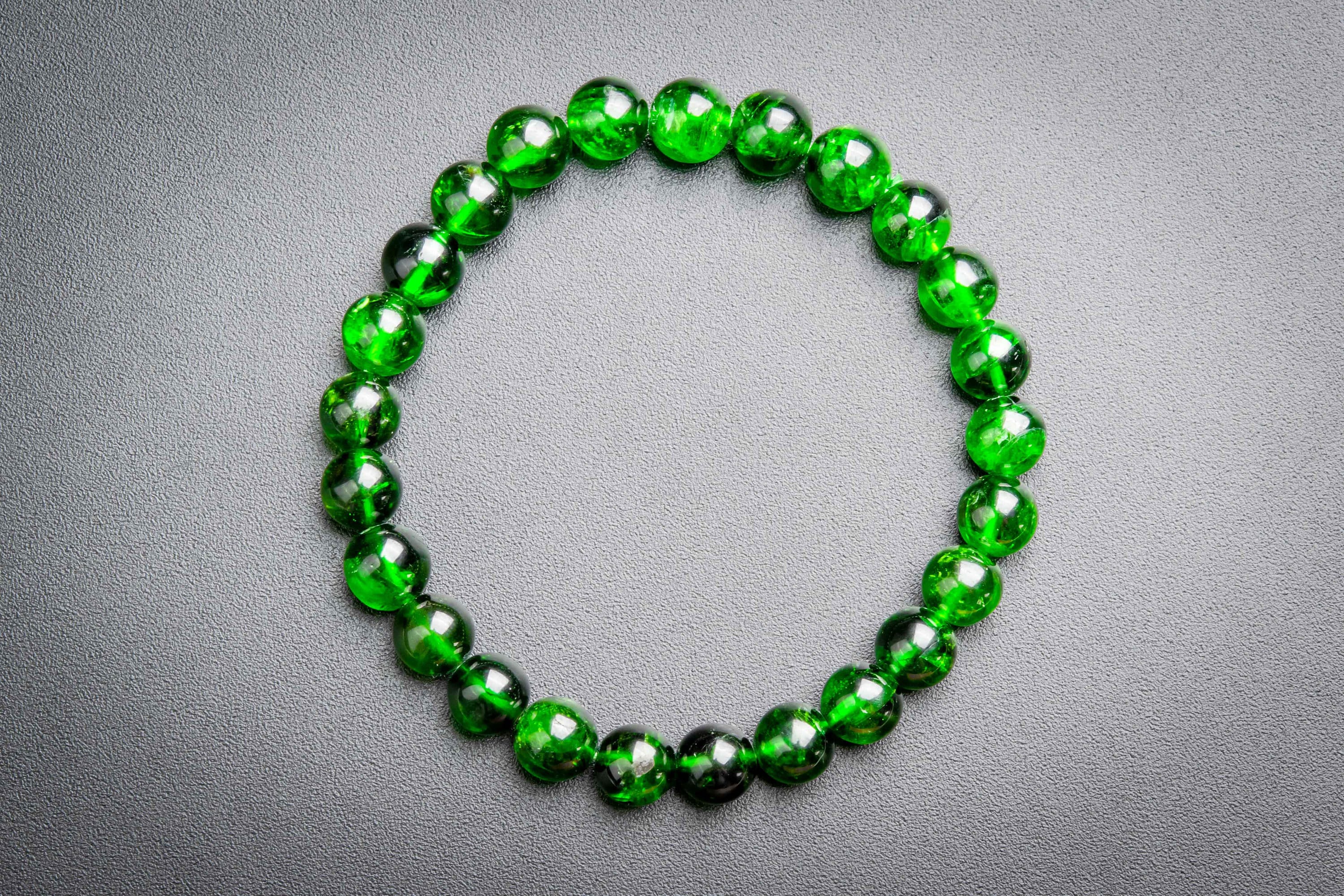 Precious Genuine Chrome Diopside Aaaaa Gemstone Bracelet 7mm Transparent Intense Forest Green Siberian Emerald Round Beads (118802h-4070)