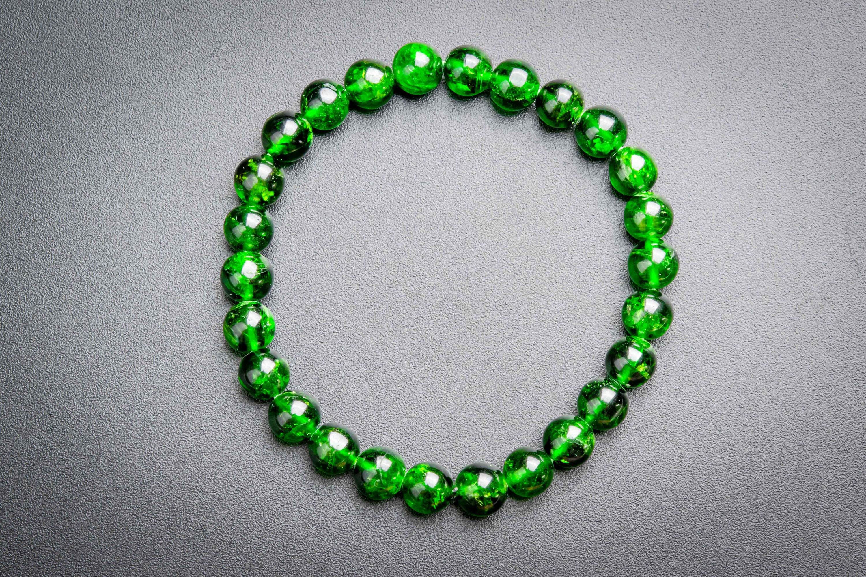 Precious Genuine Chrome Diopside Aaaaa Gemstone Bracelet 7mm Transparent Intense Forest Green Siberian Emerald Round Beads (118803h-4070)