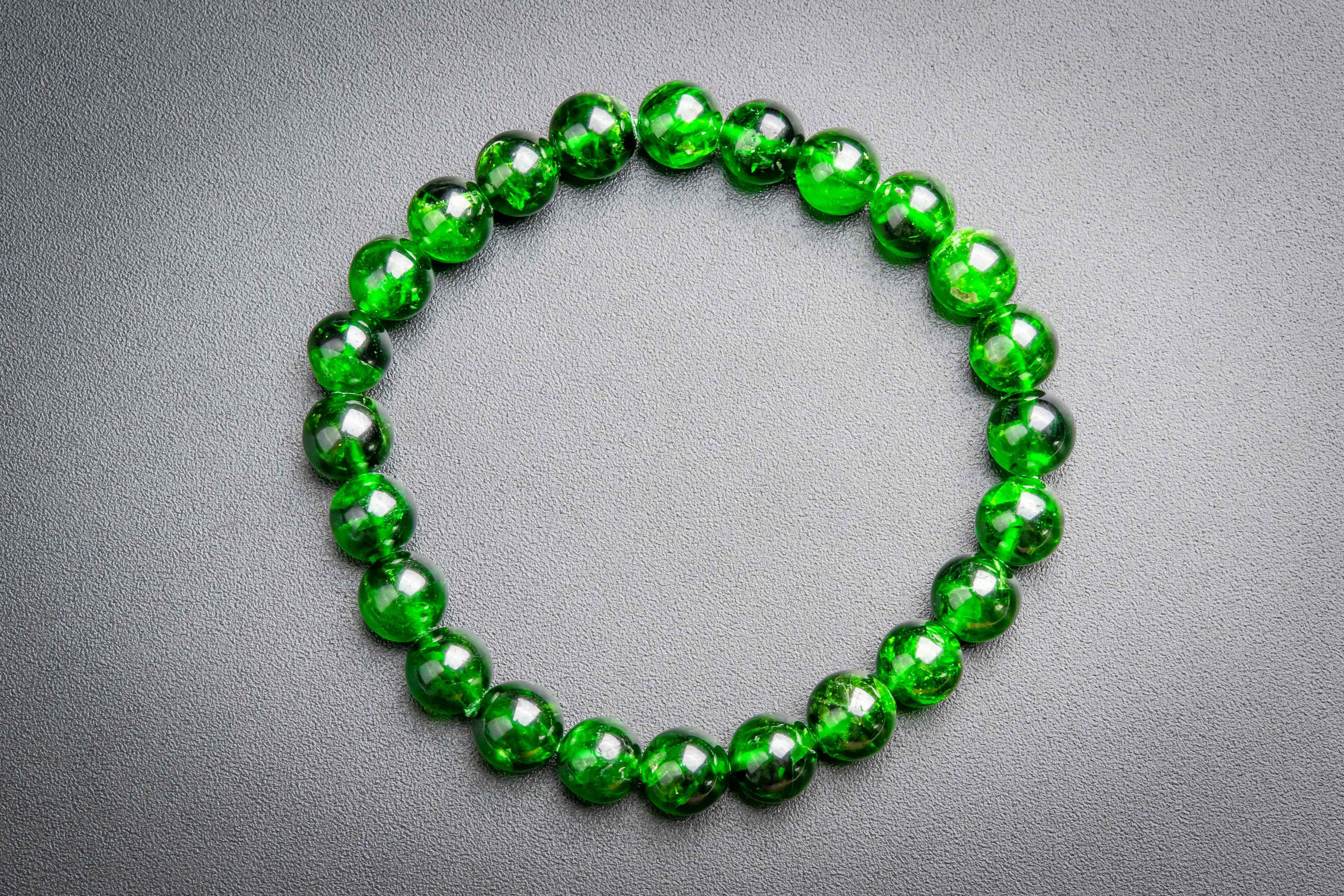 Precious Genuine Chrome Diopside Aaaaa Gemstone Bracelet 7-8mm Transparent Intense Forest Green Siberian Emerald Round Beads (118801h-4070)