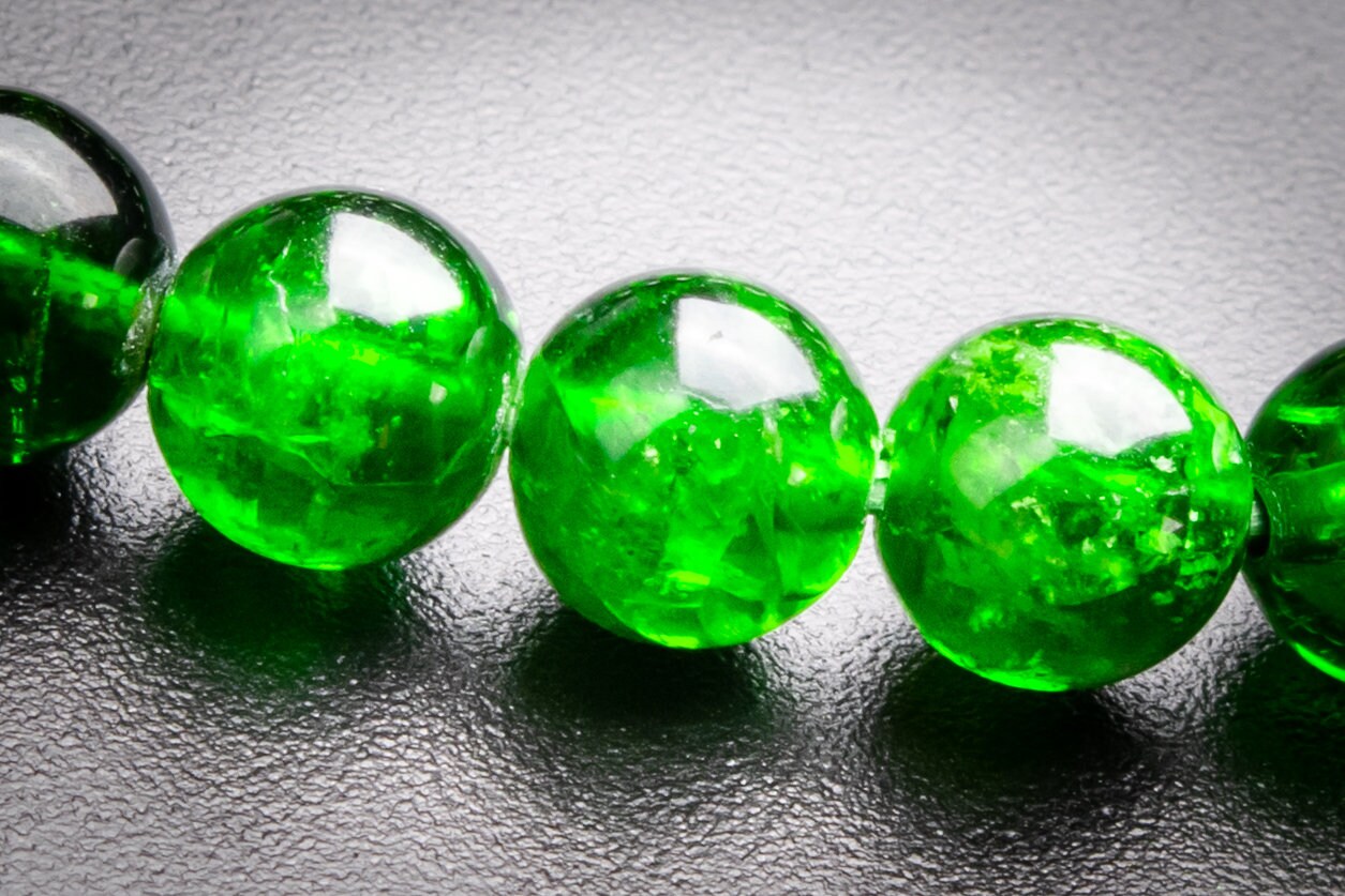 Precious Genuine Chrome Diopside Aaaaa Gemstone Bracelet 7mm Transparent Intense Forest Green Siberian Emerald Round Beads (118550h-4035)