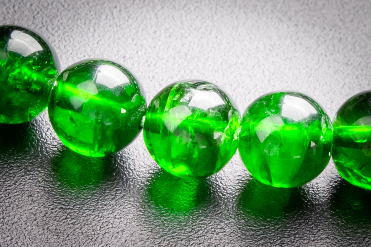 Precious Genuine Chrome Diopside Aaaaa Gemstone Bracelet 7mm Transparent Intense Forest Green Siberian Emerald Round Beads (118291h-4017)