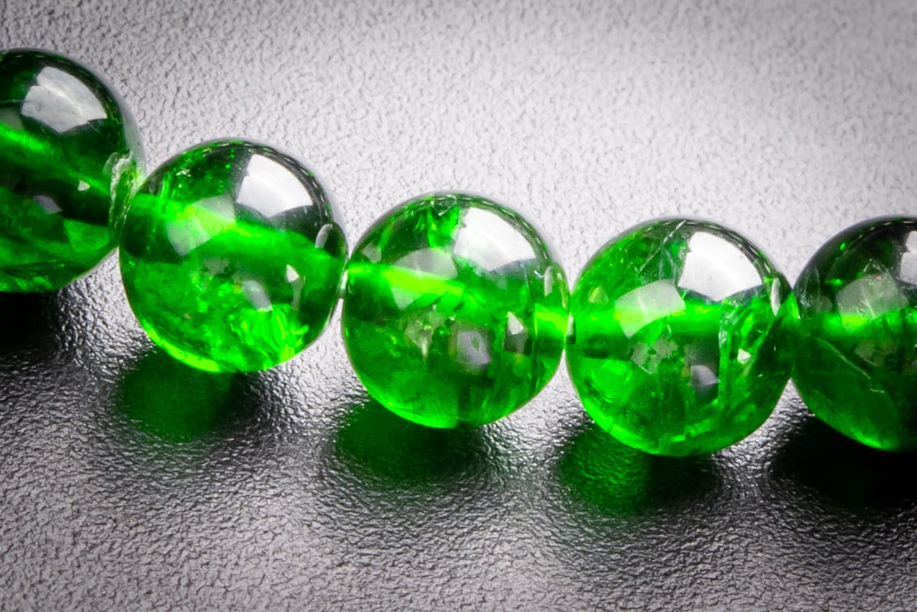 Precious Genuine Chrome Diopside Aaaaa Gemstone Bracelet 7-8mm Transparent Intense Forest Green Siberian Emerald Round Beads (118293h-4017)