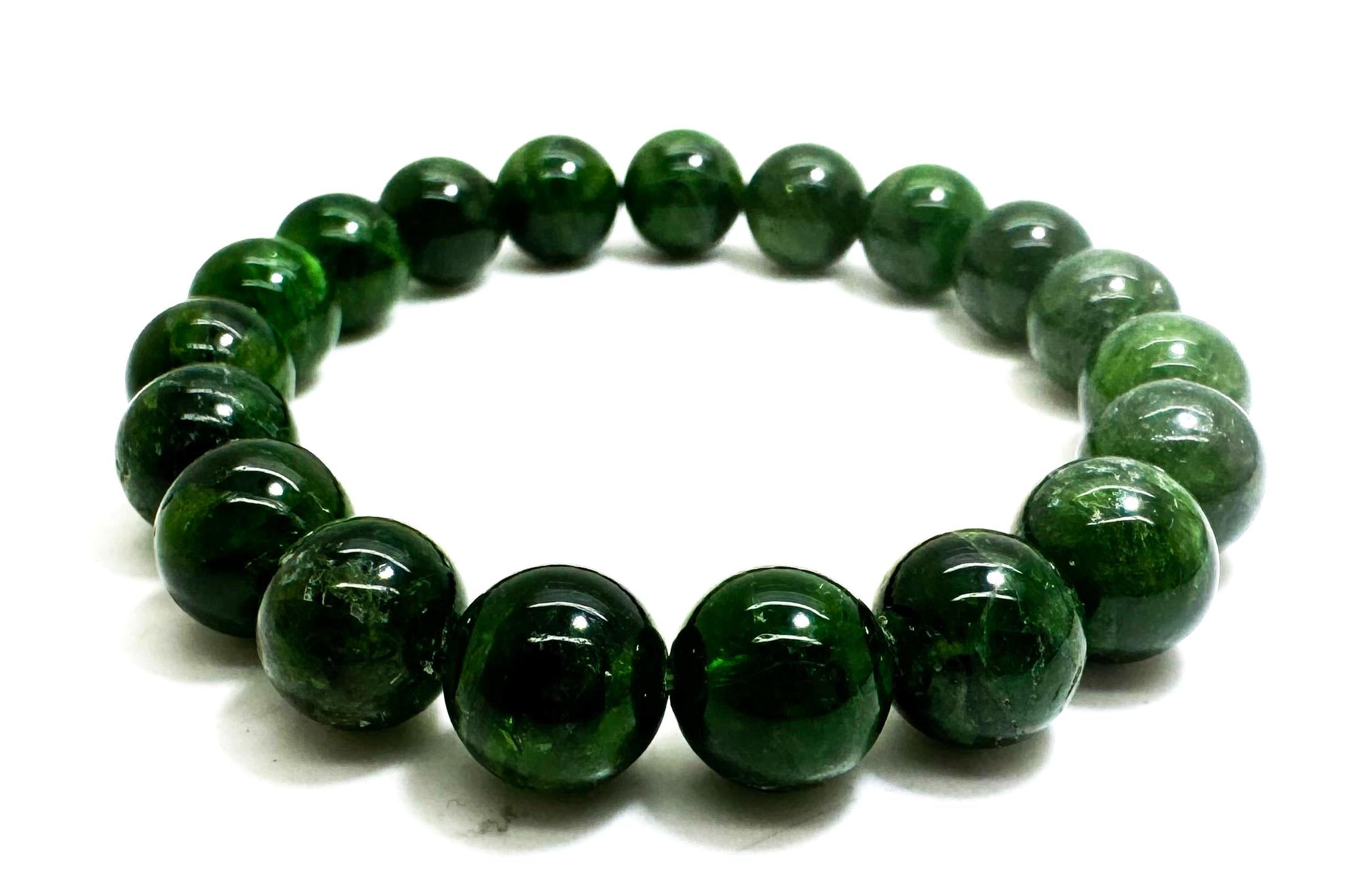Real Genuine Natural Chrome Diopside Green Smooth Polished Gemstone Handmade Beaded Bracelet - Pgb245