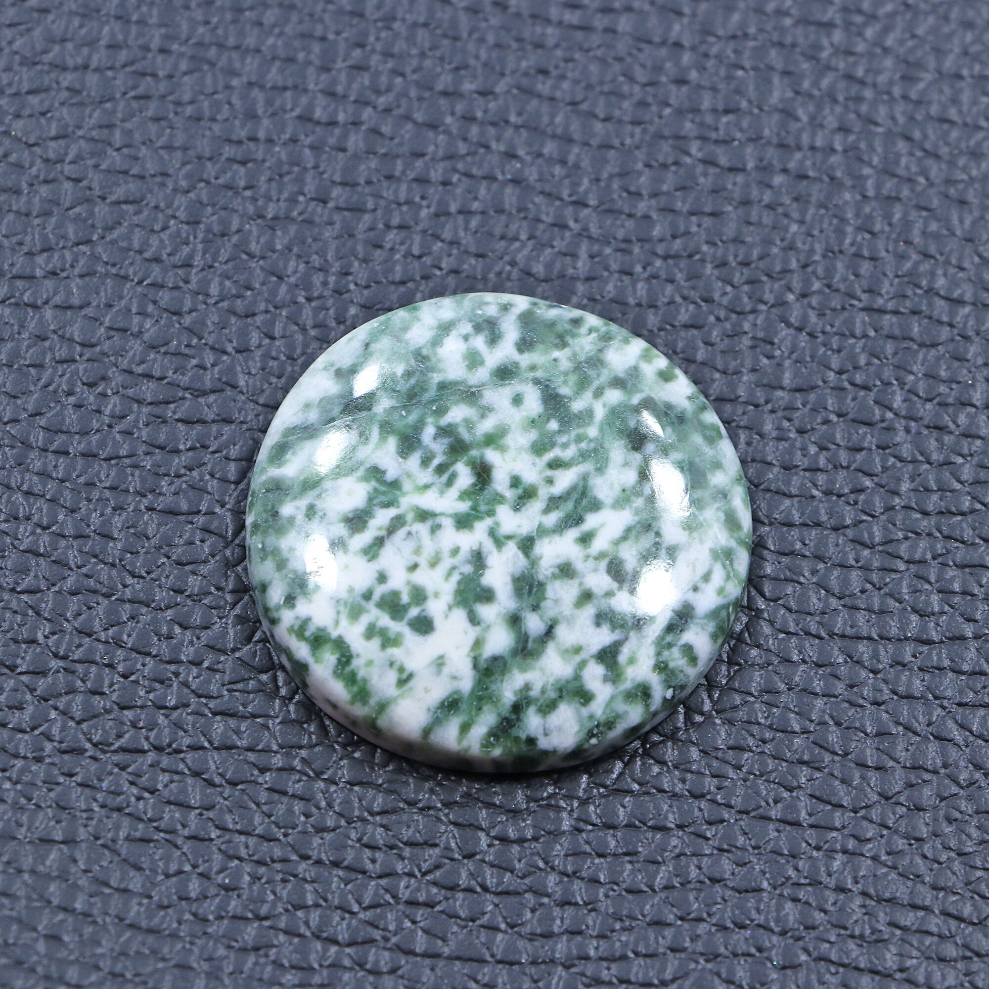 32mm Green Diopside Zoisite Cabochon: 60cts Round Gemstone
