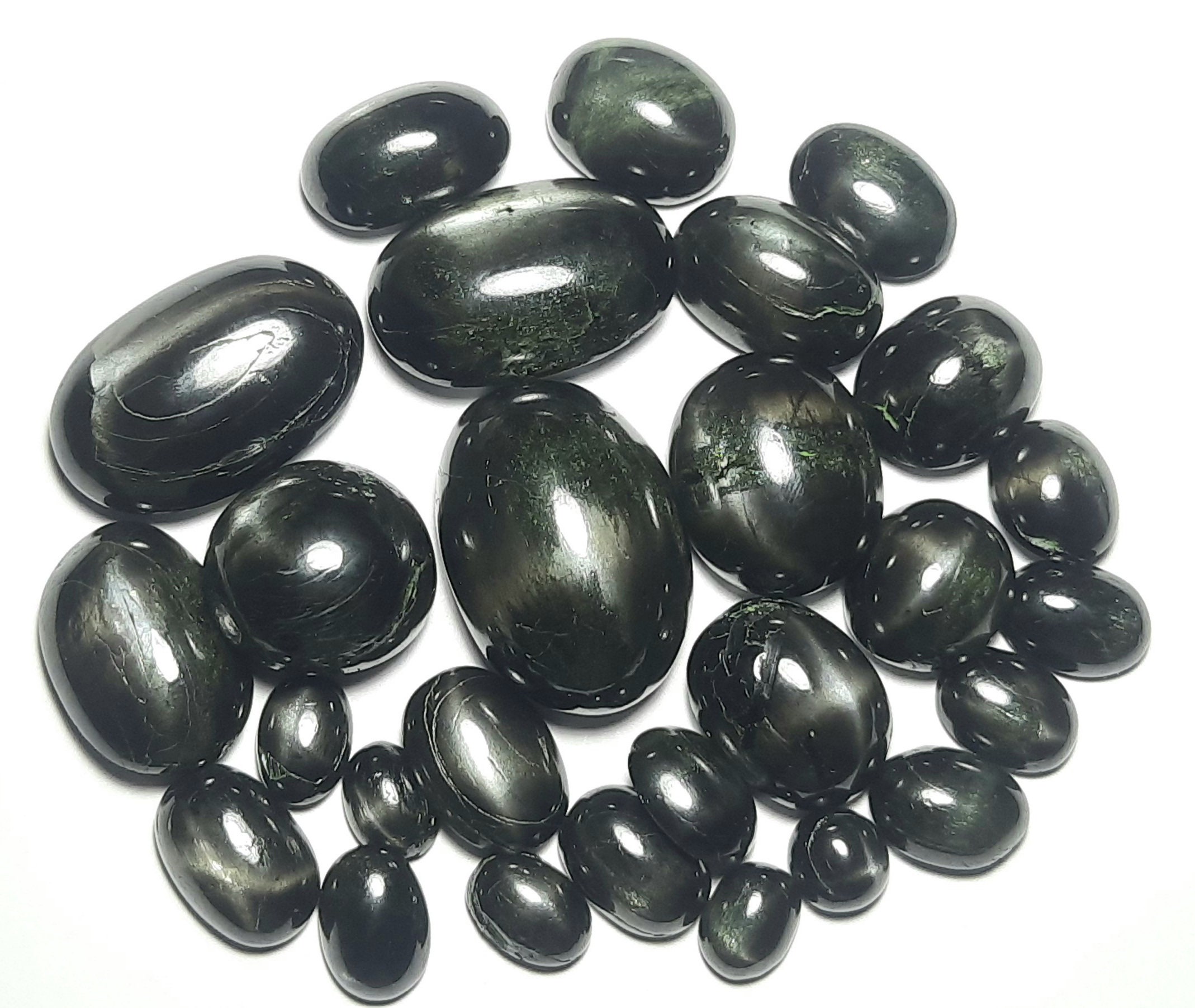 Black Star Diopside Cabochon Lot: Mix Shape Gemstones