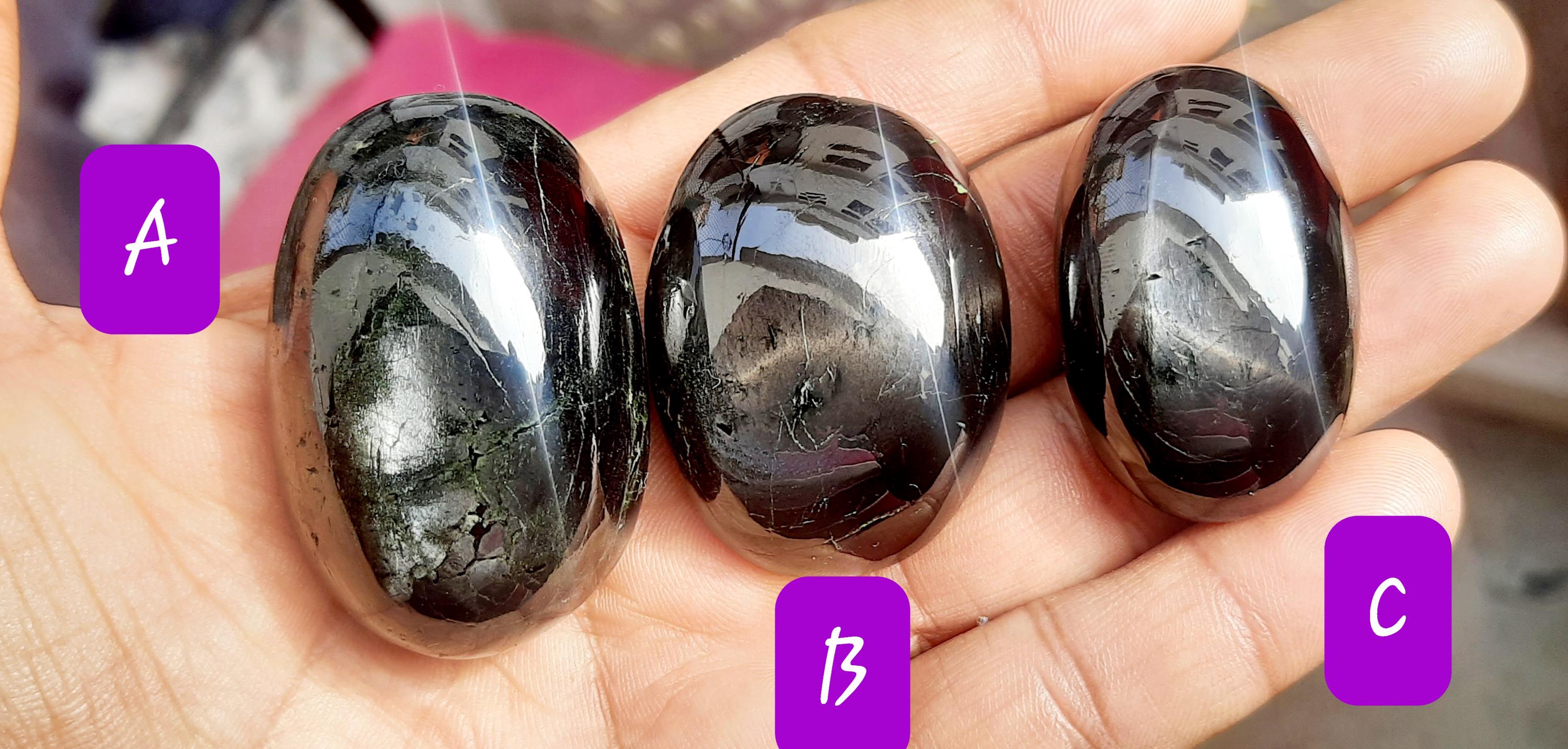 Natural Black Star Diopside Cabochon: Reiki Chakra Healing Gemstone