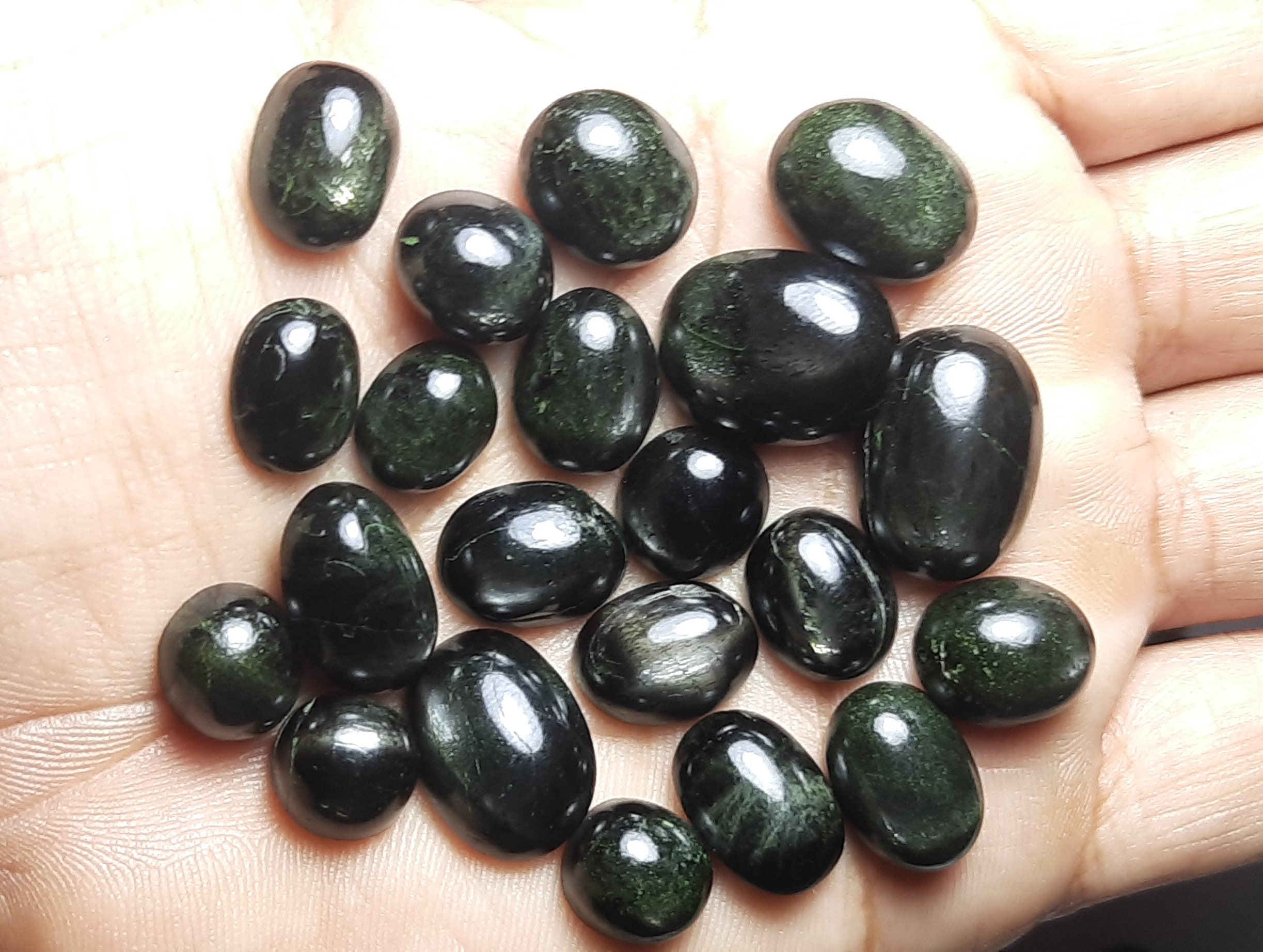 Natural Black Star Diopside Cabochon Lot: Reiki Healing Gemstone