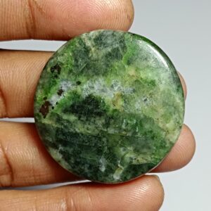 Diopside Cabochon: Natural Green Gemstone For Jewelry Making (78cts, 35x35mm)