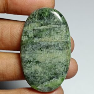 Diopside Cabochon: Natural Green Gemstone For Jewelry Making (76cts, 42x25mm)