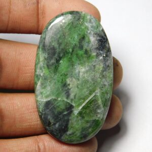 Natural Green Diopside Cabochon, Loose Gemstone (49x29 Mm, 96cts)